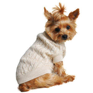 Cable Knit Dog Sweater Oatmeal