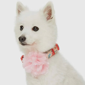 Floral Dog Collar with Detachable Pink Peony