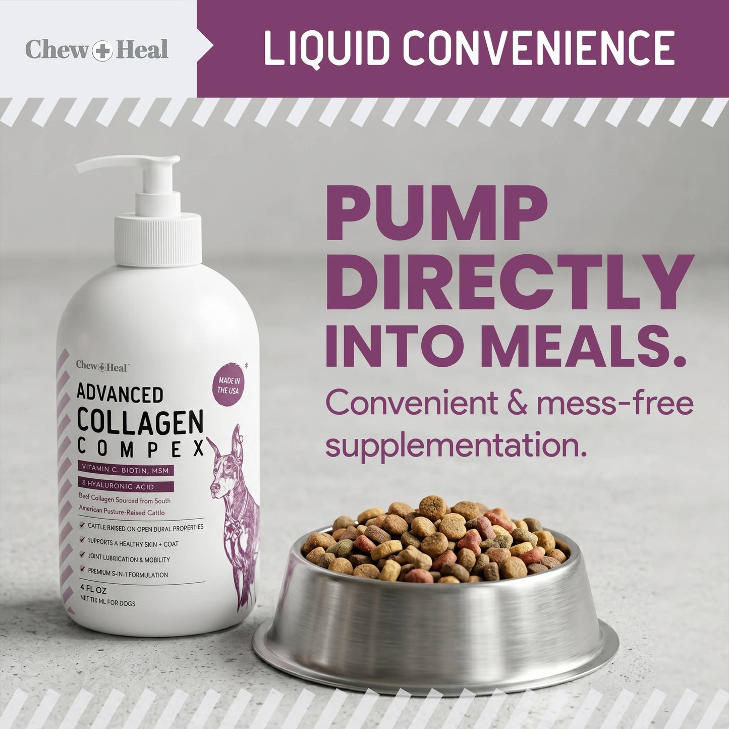 Advanced Collagen Complex Supplement with Pump for Dogs 4oz