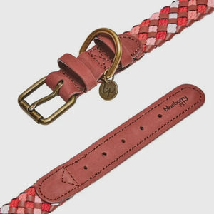 Braided Full Grain Leather Dog Collar
