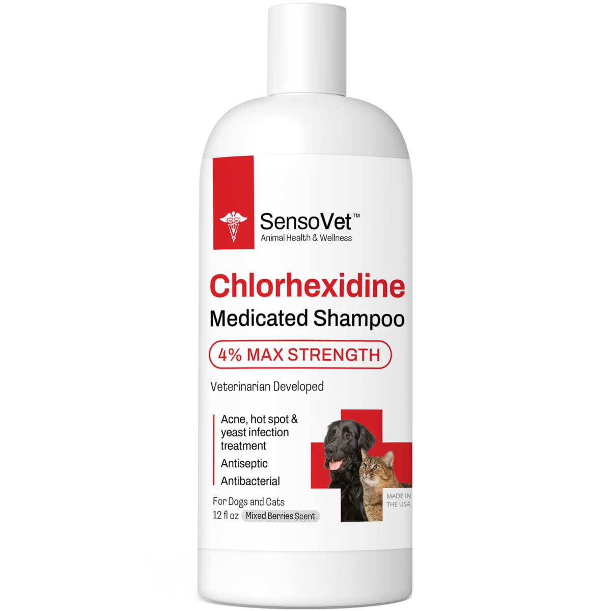 🐶🐱🛁SensoVet Chlorhexidine 4% Max Strength Shampoo for Dogs & Cats