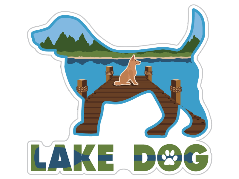 🌊🐾 Lake Dog Sticker