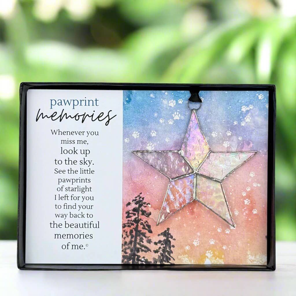 ⭐🐾Pet Loss Gift - Pawprint Memories Stained-Glass Star