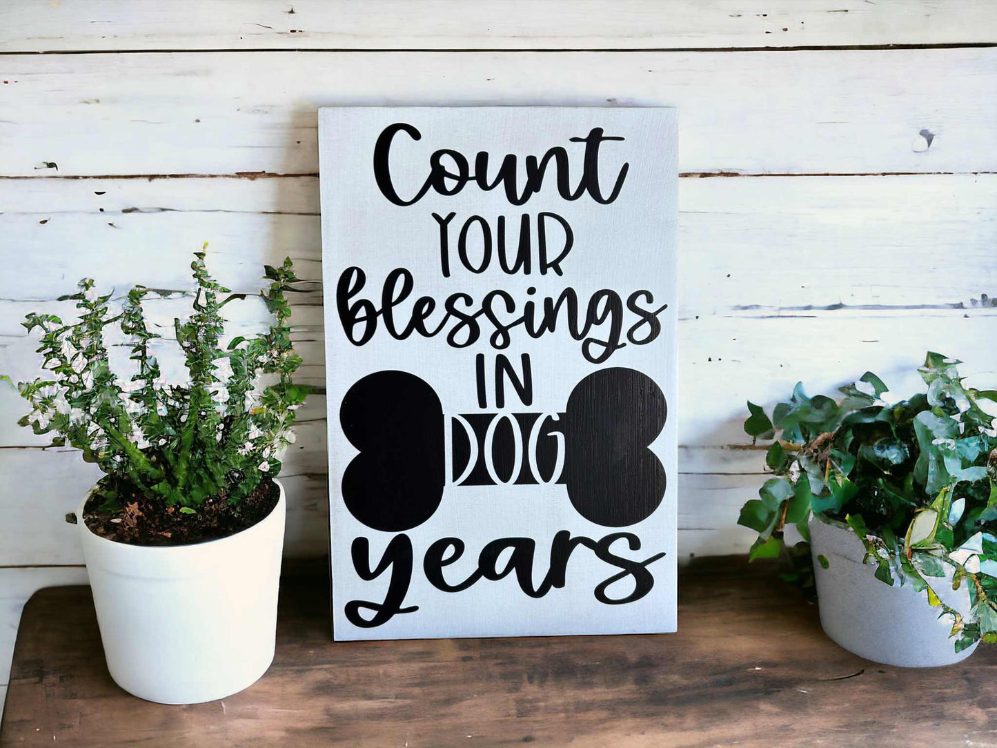 🐶🤎Count Your Blessings in Dog Years - Rustic Wood Sign