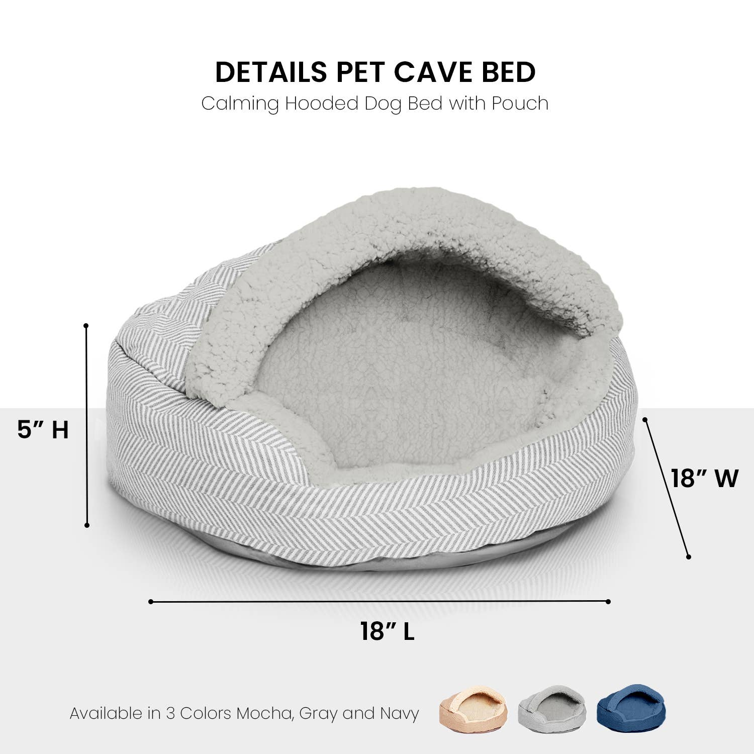 🐾 Precious Tails Herringbone Canvas Fleece Deep Dish Cave Bed