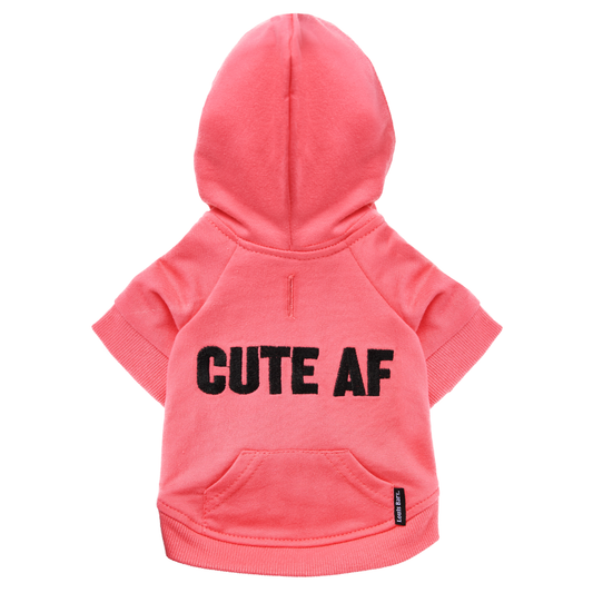 "Cute AF" Dog Hoodie - 100% Cotton Pet Clothes