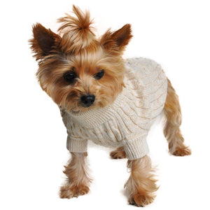 Cable Knit Dog Sweater Oatmeal