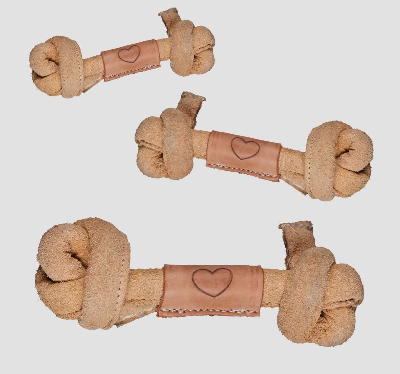 Huggle-Hide® Natural Leather Knotted Bone Dog Toy