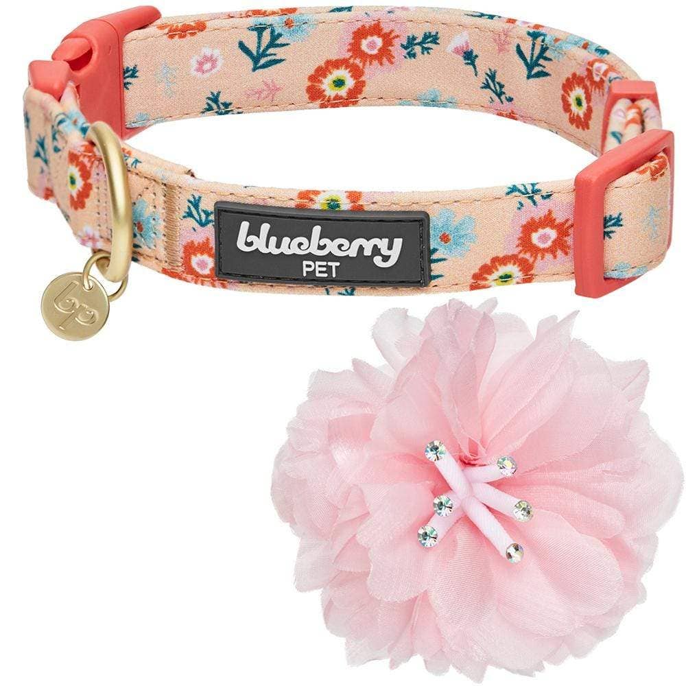🌸 Floral Dog Collar with Pink Peony – Elegant, Feminine & Fashion-Forward 🐾
