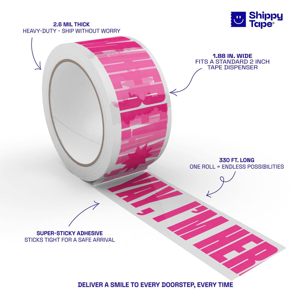 Yay, I'm Here! Shipping Tape - Clear/Pink