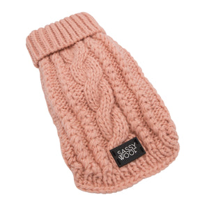 Dog Cable Knit Sweater - Pink
