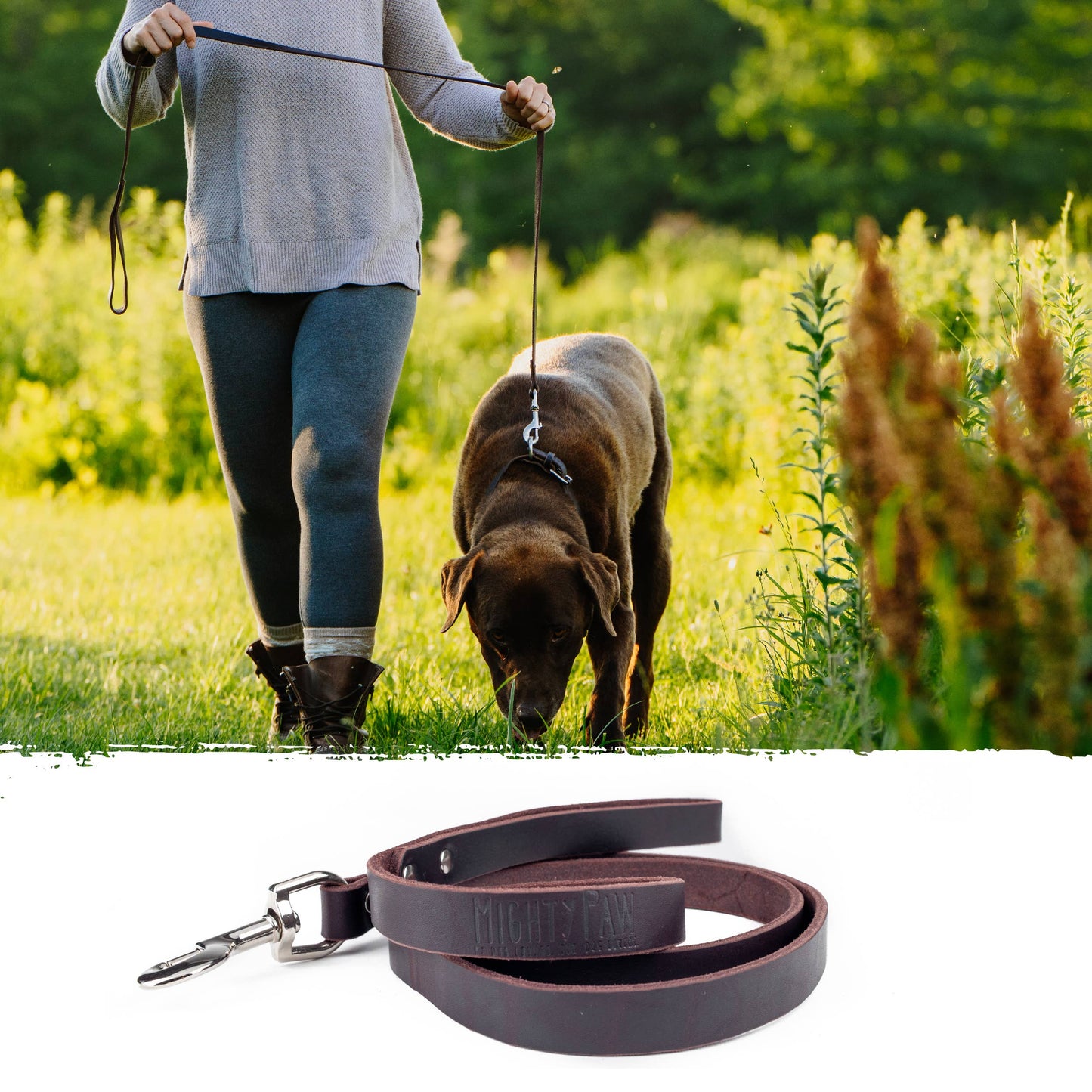 Mighty Paw Premium Leather Dog Leash – 5-Foot 🐶🤎
