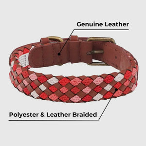 Braided Full Grain Leather Dog Collar