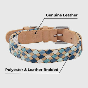 Braided Full Grain Leather Dog Collar