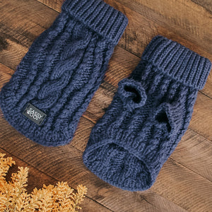Dog Cable Knit Sweater - Navy