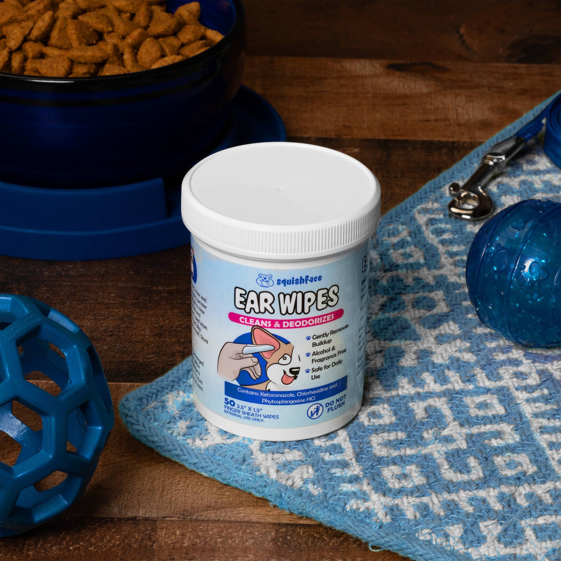 Squishface Ear Wipes - Dog Ear Cleaner Finger Wipes