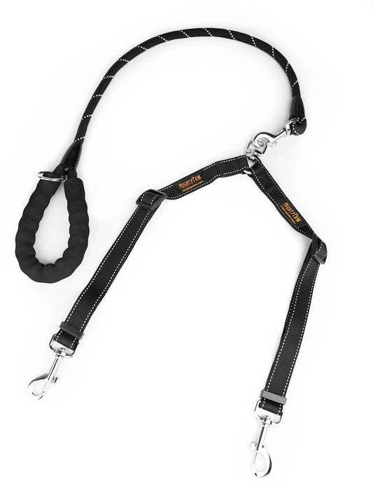 🐕🐕 Double Dog Leash Coupler – Tangle-Free Walking for Two Dogs 🖤✨