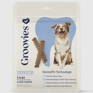 Groovies Senior Dog Dental Chews 6oz
Large 6ct