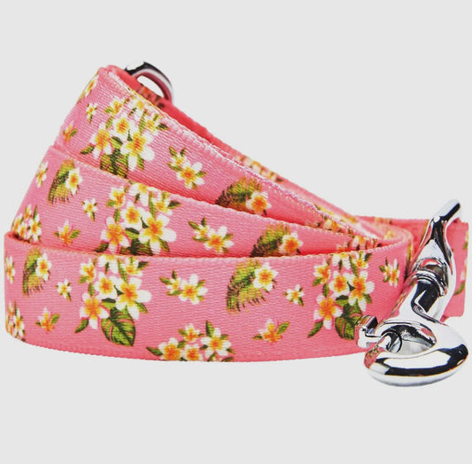 Tropical Yellow Plumeria Flower Dog Leash