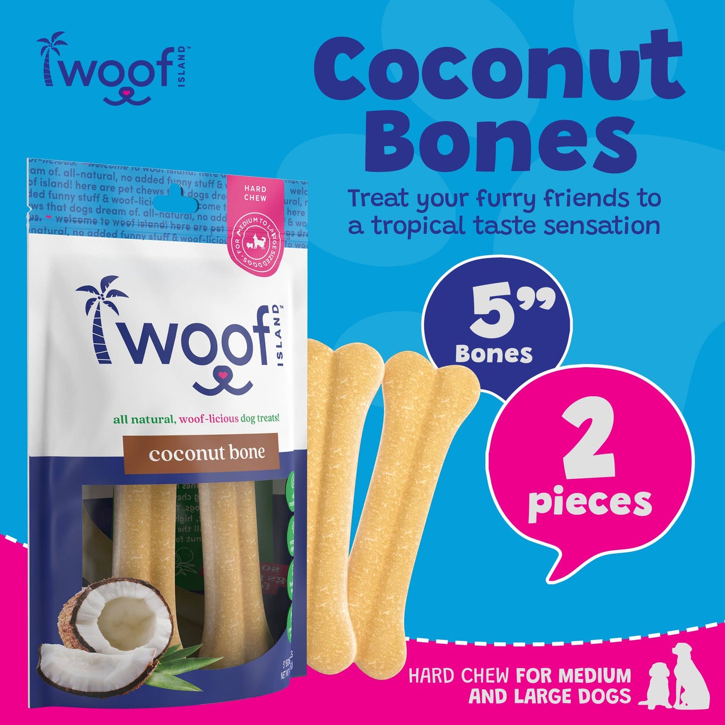 🥥🦴 Woof Island™ Coconut Bones – All-Natural Rawhide-Free Dog Chews