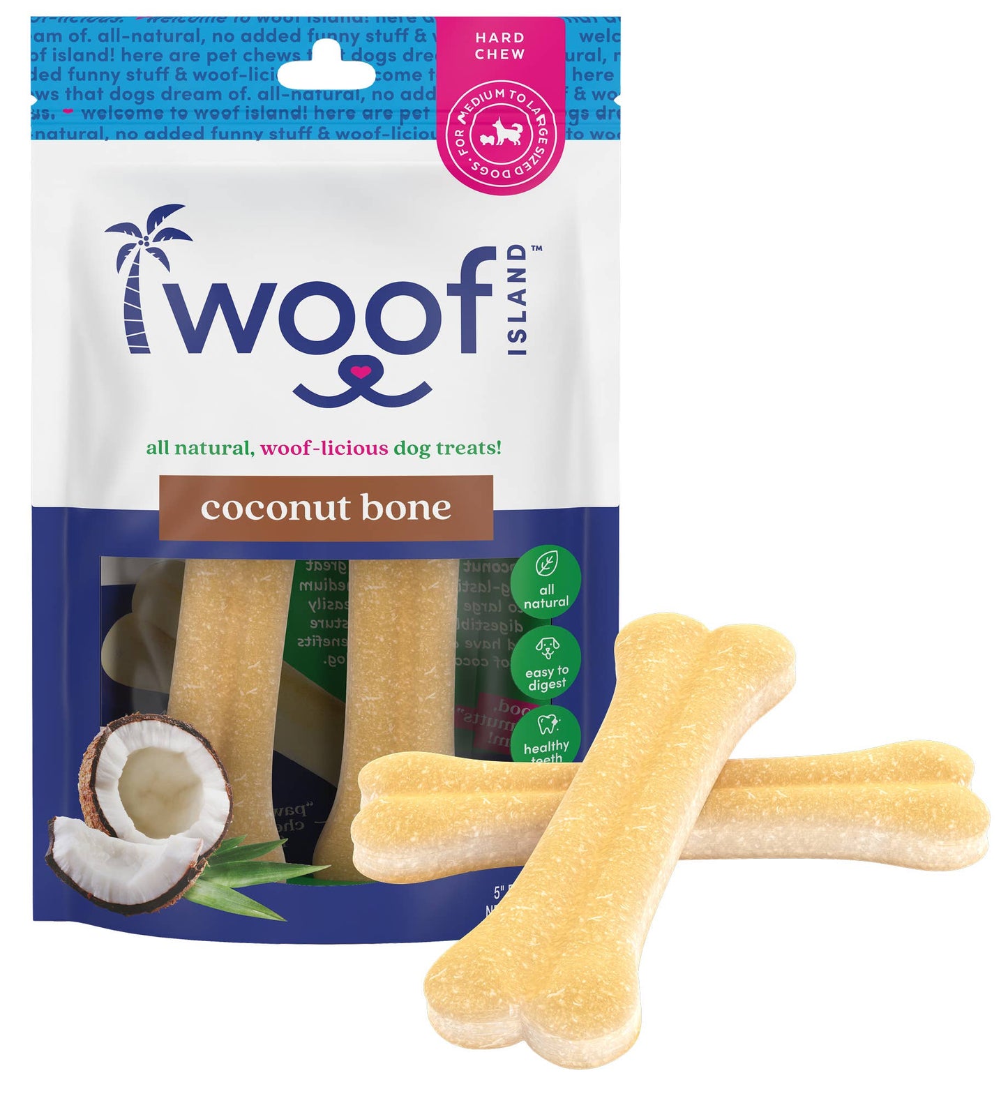 🥥🦴 Woof Island™ Coconut Bones – All-Natural Rawhide-Free Dog Chews