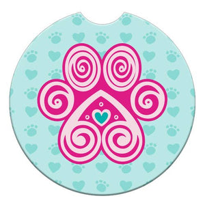 Car Coaster - Paw with a Heart Design
