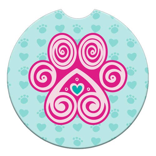 Car Coaster - Paw with a Heart Design