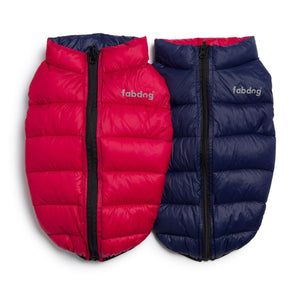 ❄️🐾 Pack N’ Go Reversible Puffer – Red & Navy