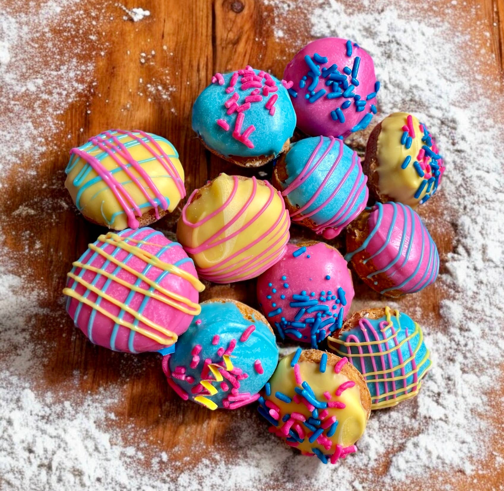 Mini Cotton Candy donut holes dog treats