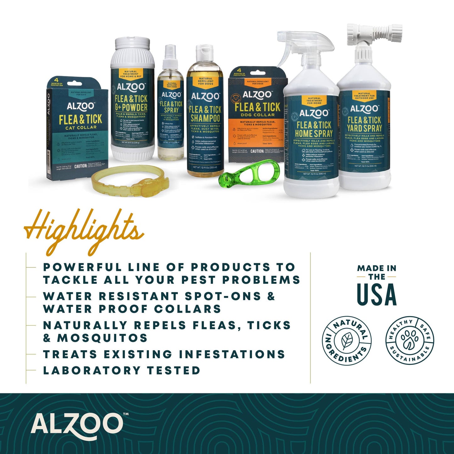 🌿🦟ALZOO Plant-Based Flea & Tick Yard Spray 32oz