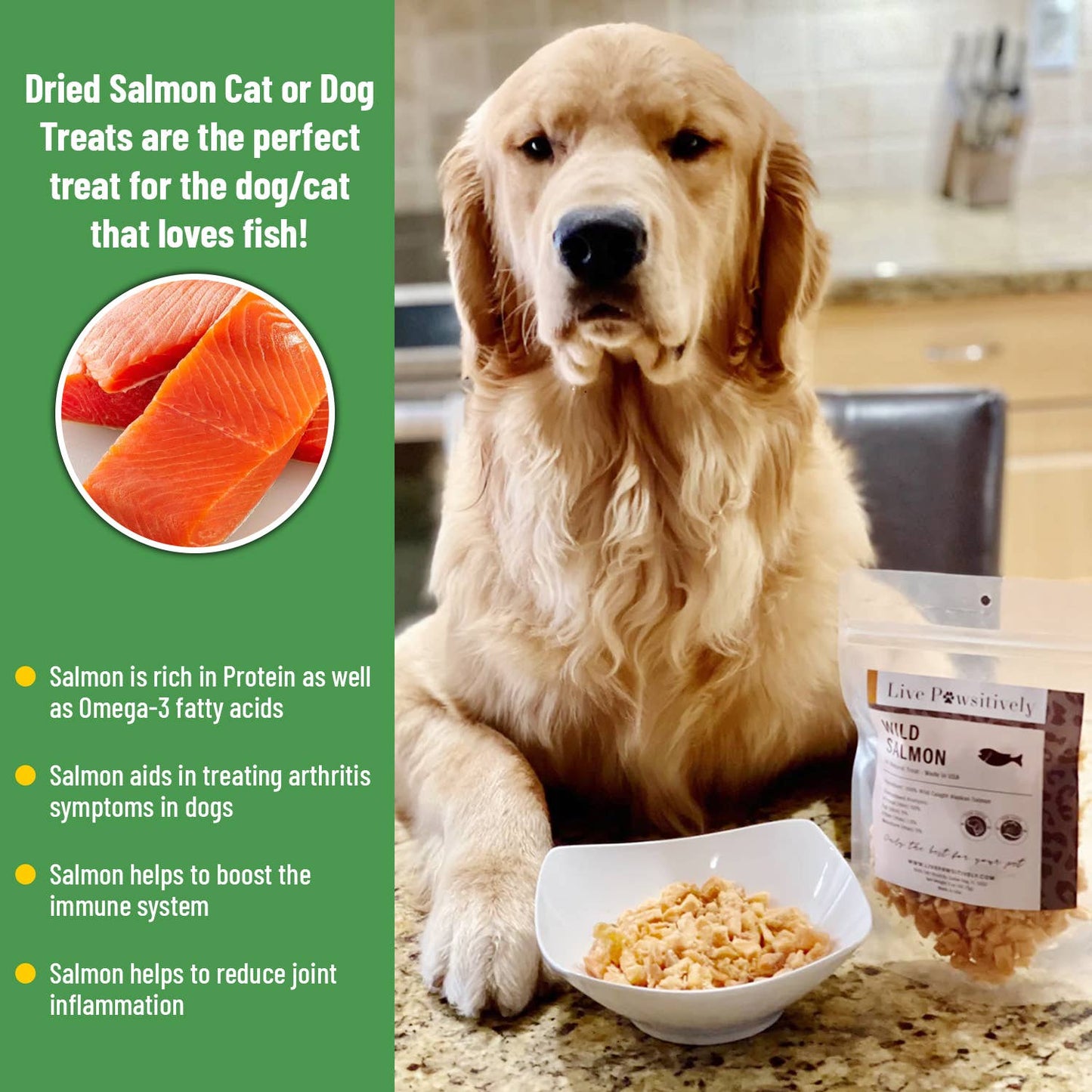 🐟 Dried Salmon Cat & Dog Treats – Single Ingredient, Healthy & Made in the USA
