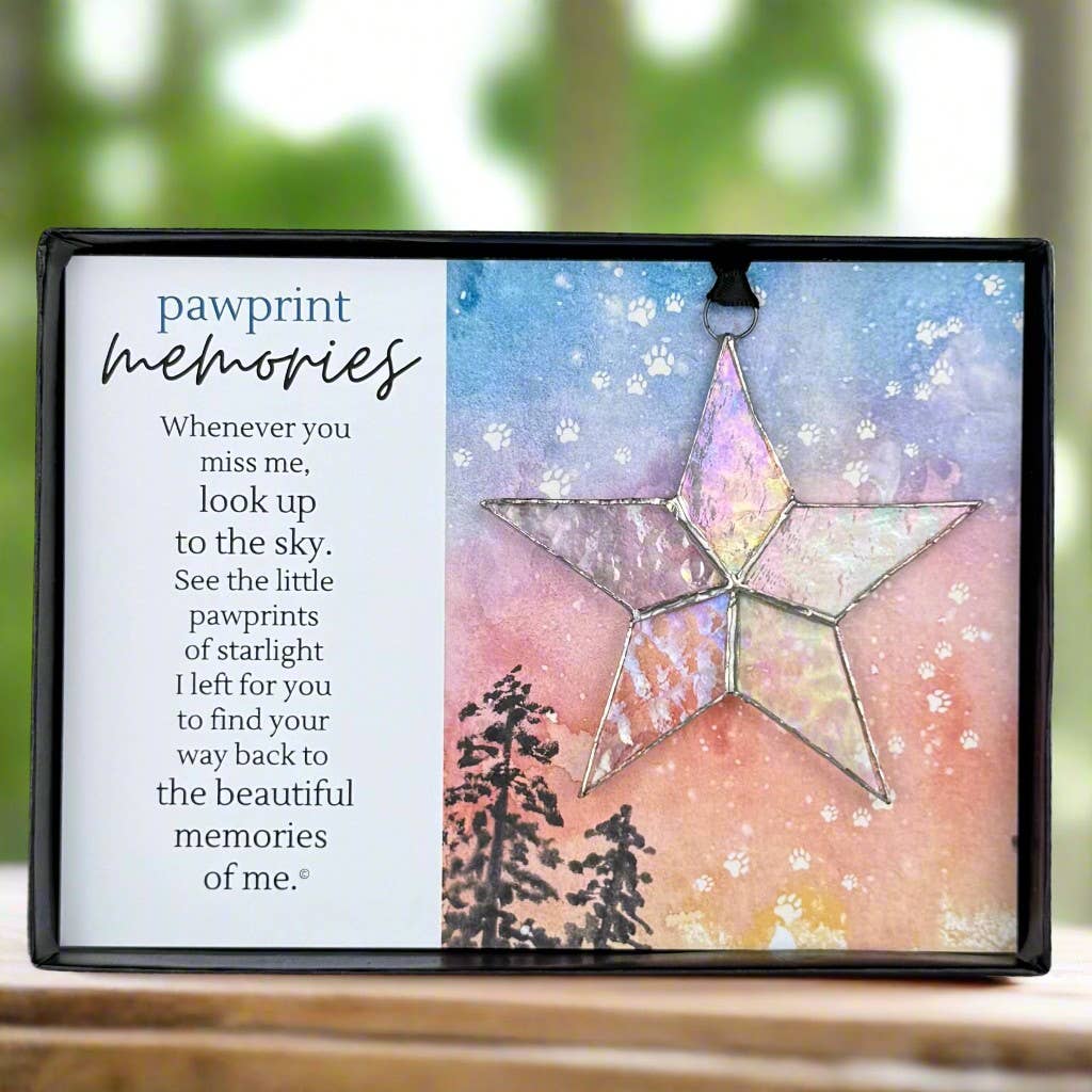 ⭐🐾Pet Loss Gift - Pawprint Memories Stained-Glass Star