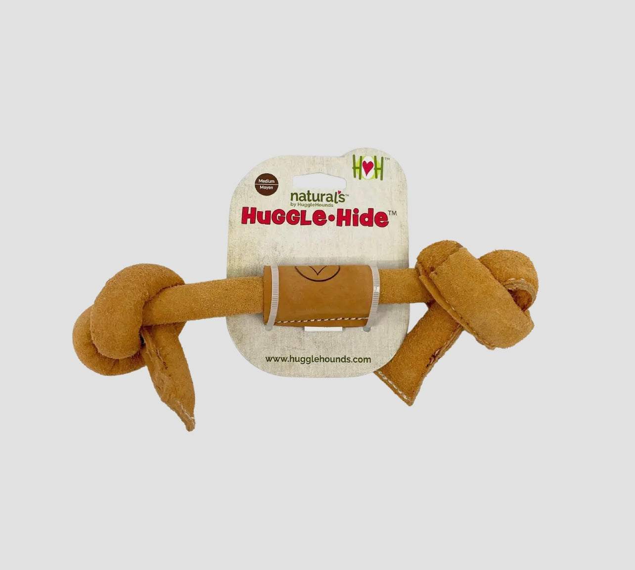 Huggle-Hide® Natural Leather Knotted Bone Dog Toy