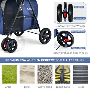 4-in-1 Double Pet Stroller with Detachable Carrier and Travel Carriage