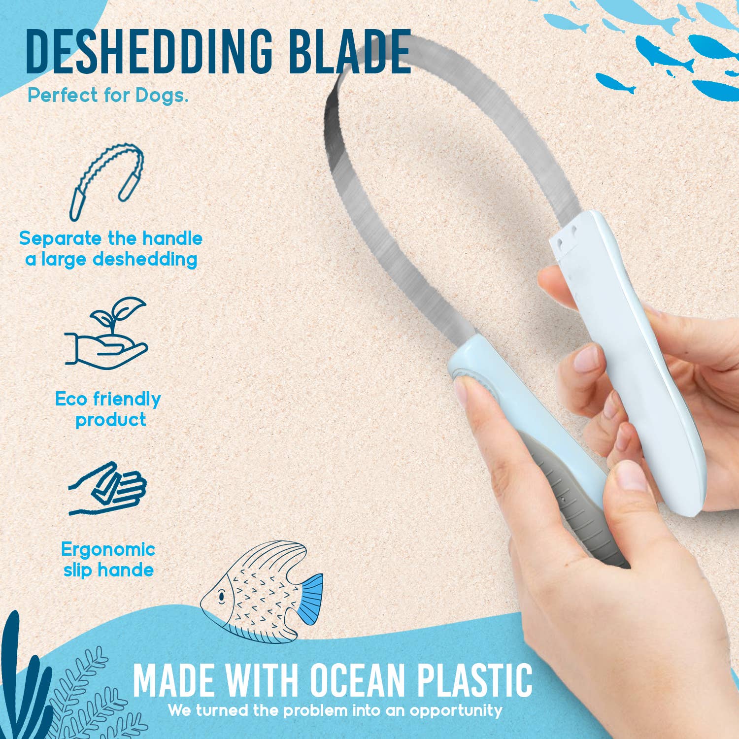 Ocean Plastic Pet Deshedding Grooming Tool
