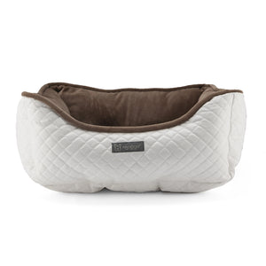 Quilted Vegan Leather WHITE & BROWN