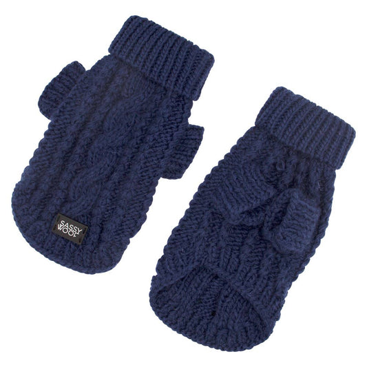 Dog Cable Knit Sweater - Navy