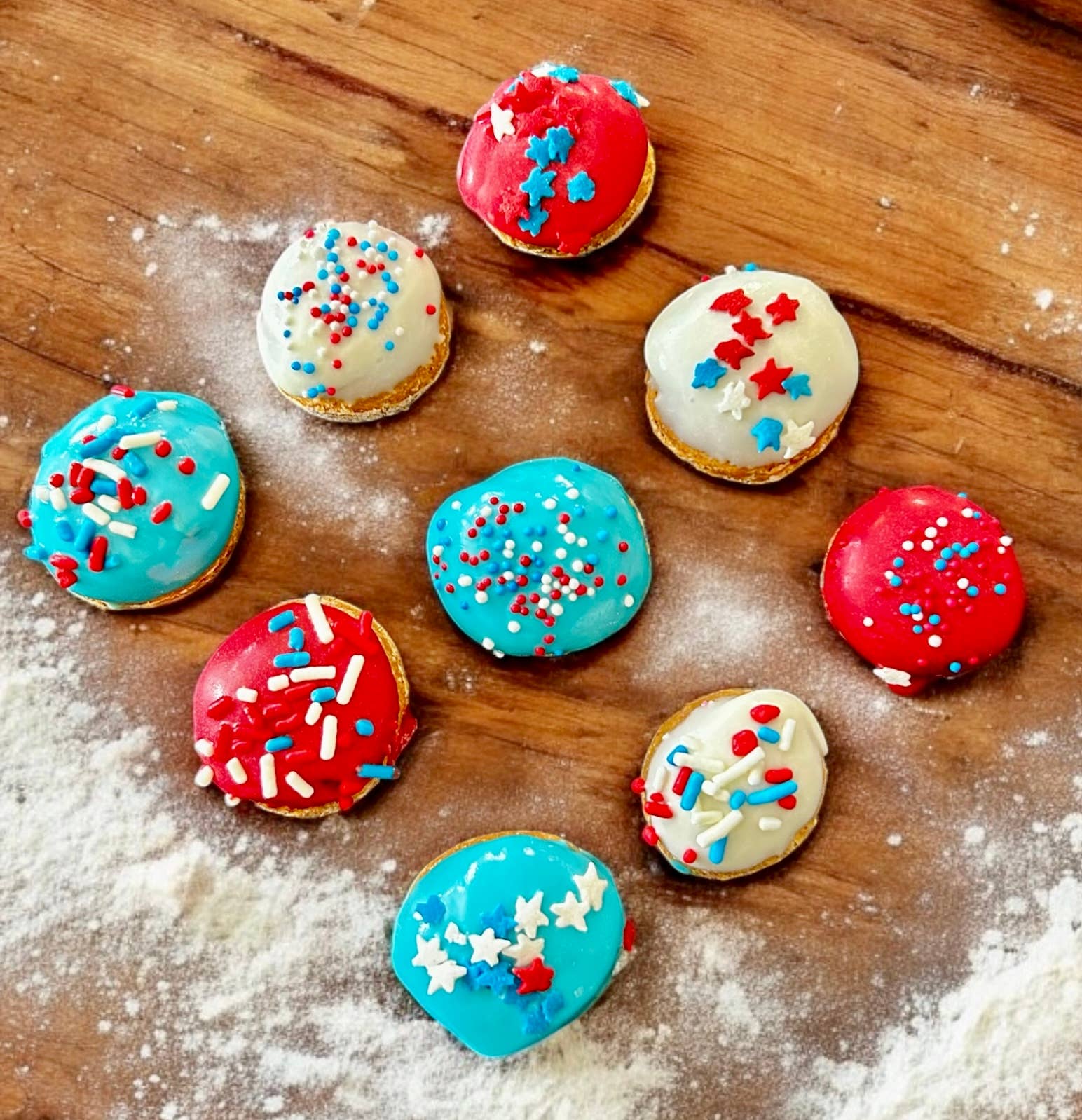 Mini Patriotic Pupems donut holes dog treats