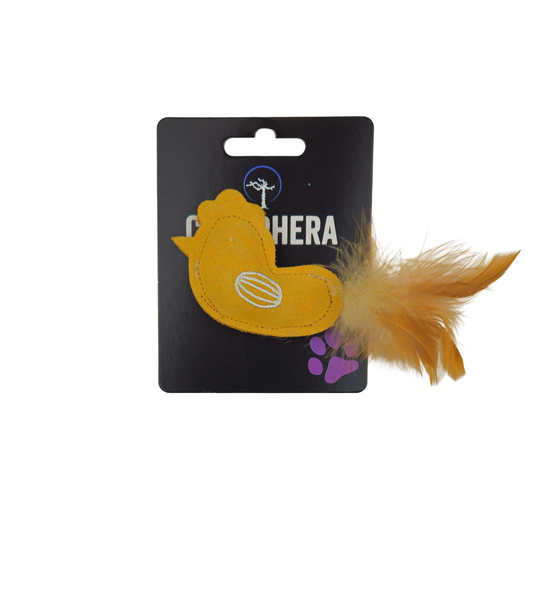 Cat Toy Made of Leather & Feathers - Chicken
