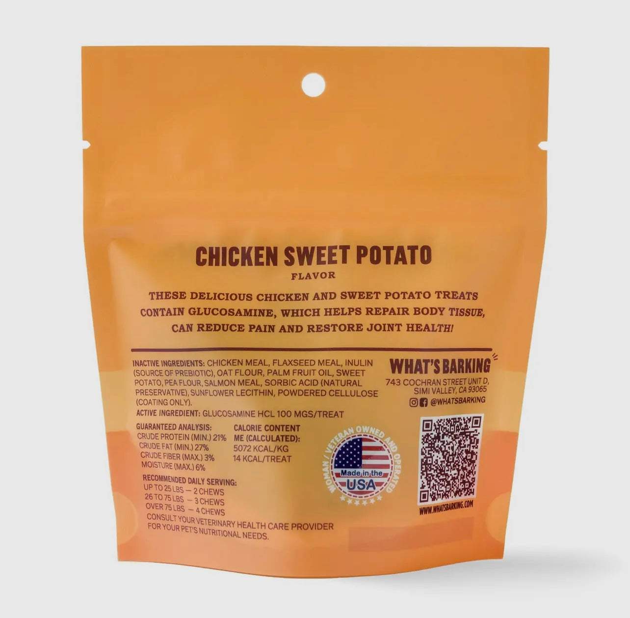 Chicken Sweet Potato Soft Chew Dog Treats W/Glucosamine, 2oz