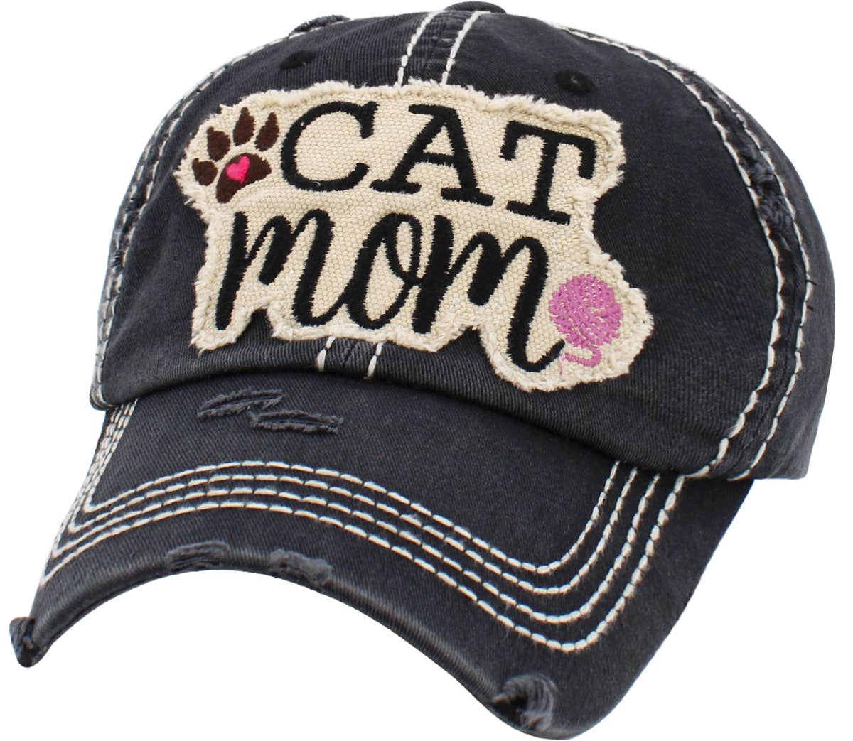 🐈💖🧢CAT MOM Washed Vintage Ball Cap
