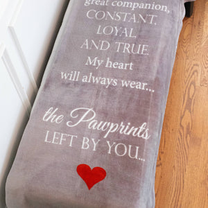 Pawprints Left By You Sympathy Pet Loss Hugs Blanket
