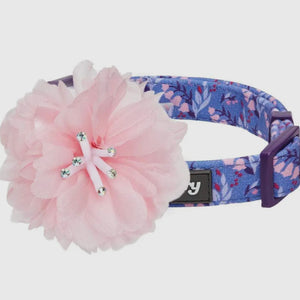 Floral Dog Collar with Detachable Pink Peony