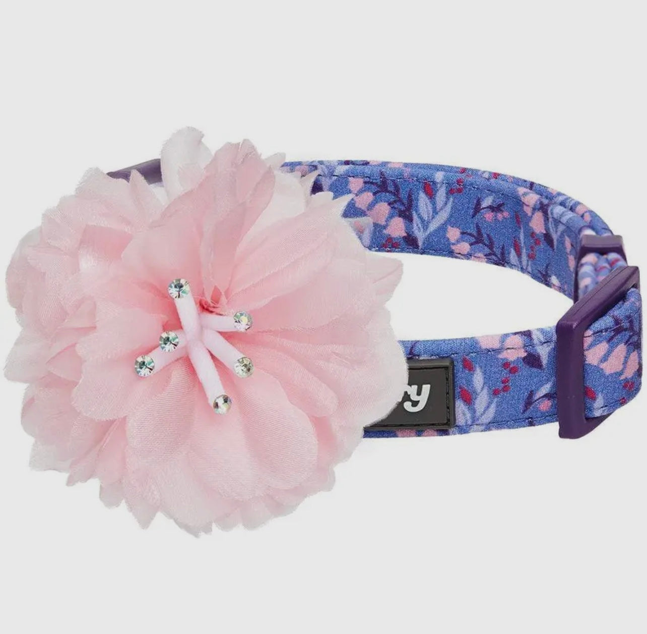 Floral Dog Collar with Detachable Pink Peony