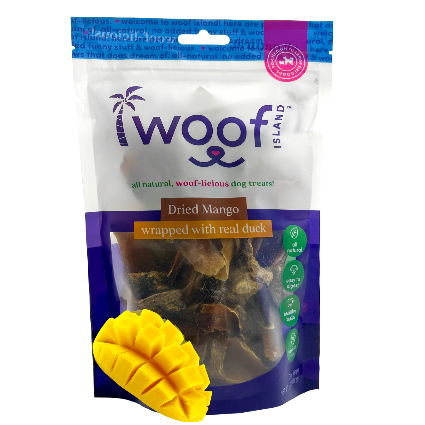 🦆🥭 Woof Island™ Duck & Mango Dog Treats – 100% Natural Crunchy Chews