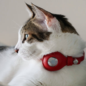 ✨🐱 Silver‑Powered Microfiber Vegan Leather AirTag Cat Collar