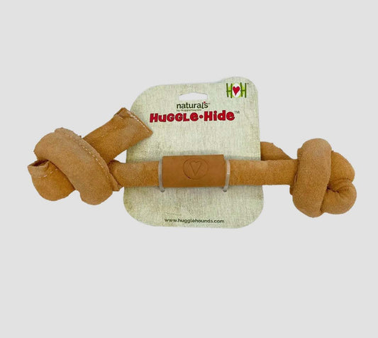 Huggle-Hide® Natural Leather Knotted Bone Dog Toy