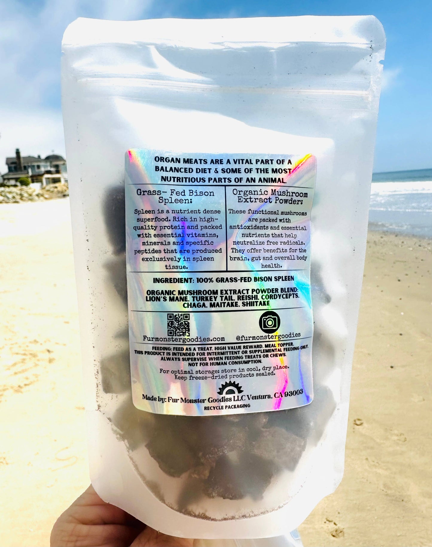 🍄🦬 Organs & Shrooms™ Collection – Grass-Fed Bison Spleen with Organic Mushroom Blend for Dogs & Cats
