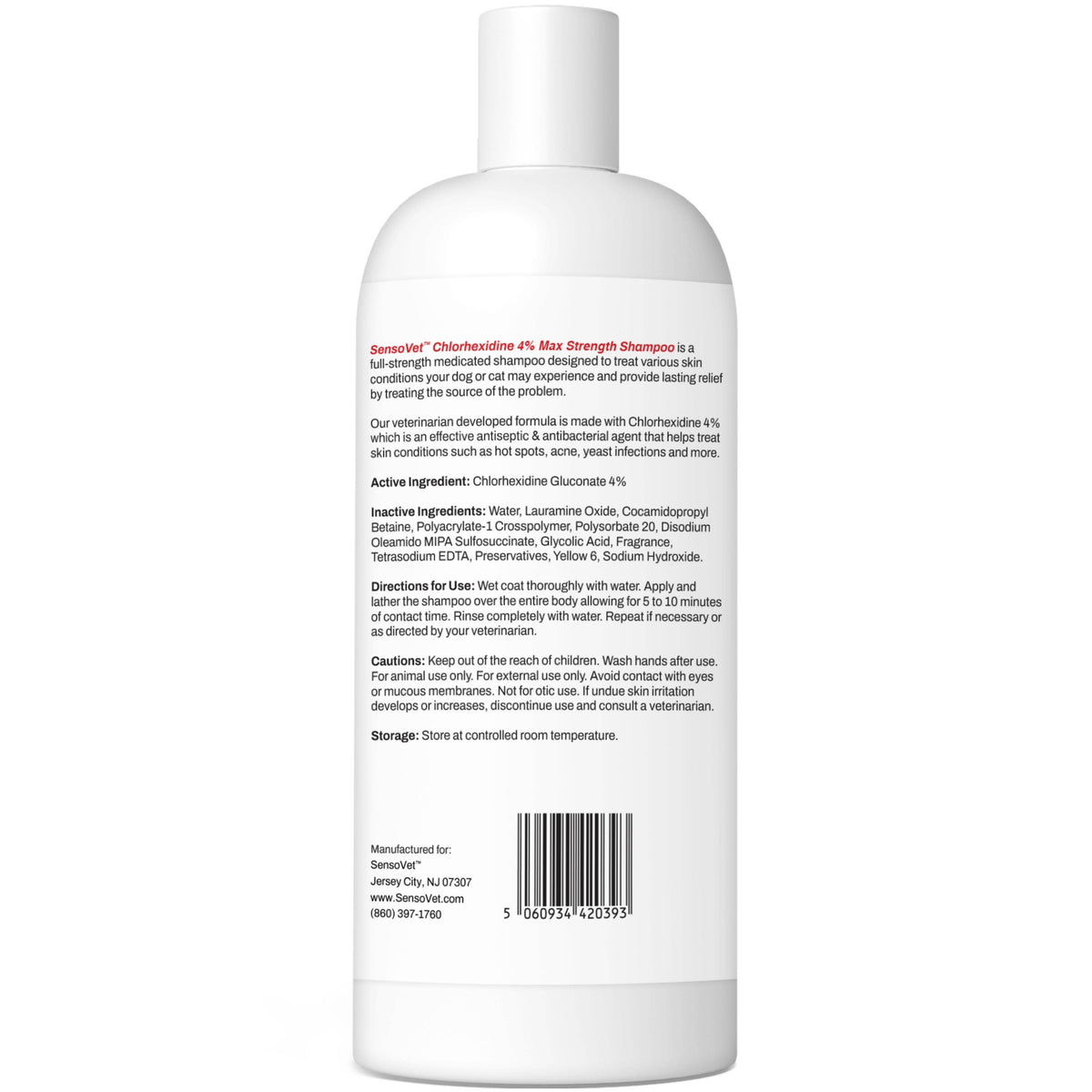 🐶🐱🛁SensoVet Chlorhexidine 4% Max Strength Shampoo for Dogs & Cats