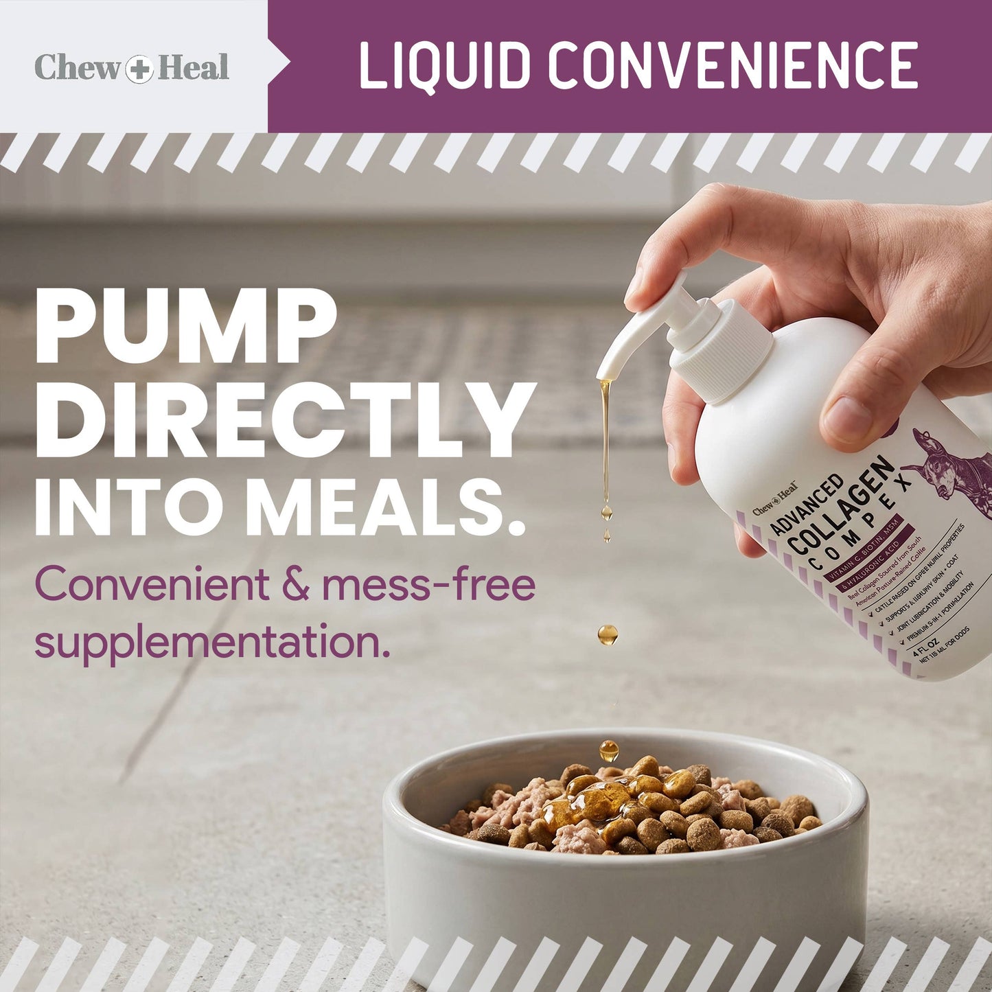 Advanced Collagen Complex Supplement with Pump for Dogs 4oz
